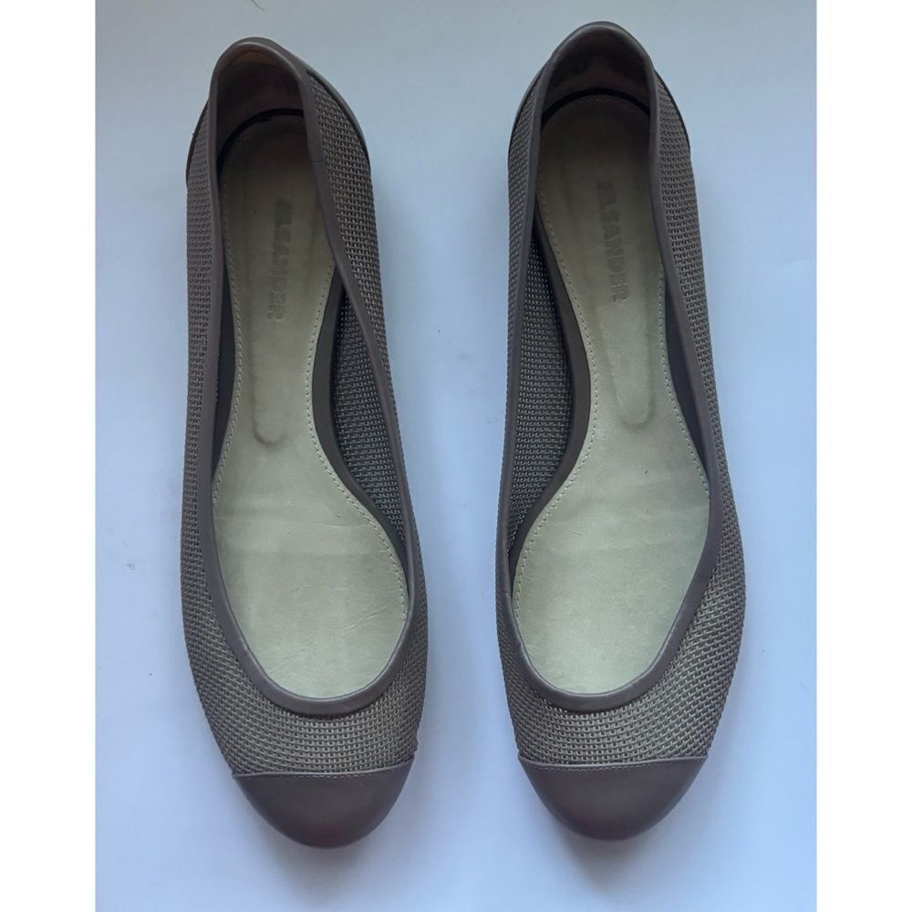 Jil Sander Taupe leather Textured Flats size 38~ Excellent
